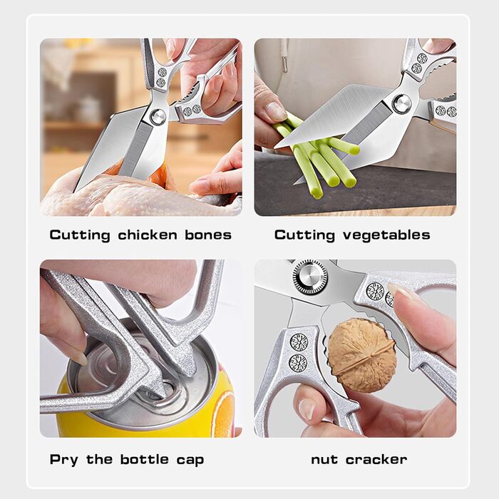 Ніж-ножиці кухонні зі сталі, універсальні, з відкривачем для пляшок, для курки, риби, м'яса, зелені, горіхів, миються в посудомийній машині