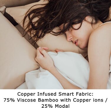 Pillowcase for Acne-Prone Skin – Anti-Acne Copper Bamboo Pillowcase, Hypoallergenic, Standard Size, 20 x 26 inches (50.8 x 66 cm), Cooling Silky Satin Pillowcase for Hair and Skin, 1 Piece