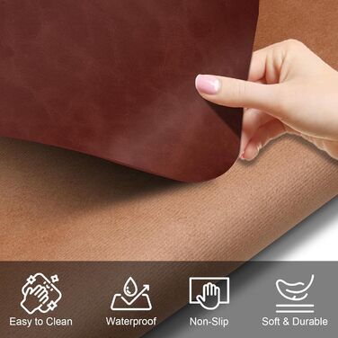 Офісний килимок для столу BLESWIN з екошкіри, водонепроникний, 80x40 см / 120x60 см (Violett / Mahagoni)