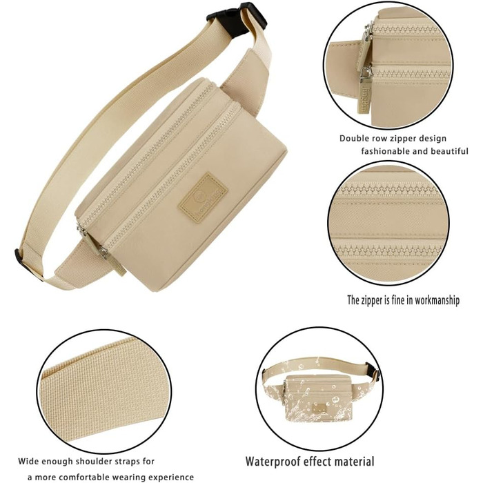 Поясна сумка на пояс для чоловіків та жінок, спортивна, водовідштовхувальна, велика, для телефону, на бігу, камуфляж (хакі)