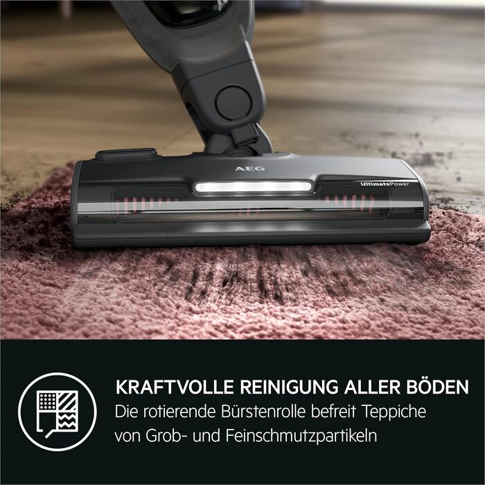 AEG CLEAN 5000 AS52CB25UG Cordless Vacuum Cleaner / 2in1 / pleasantly quiet 80 dB(A) / 58% recycled material / up to 55 minutes runtime / automatic / freestanding / all floors / incl. accessories / gray Model 2023 25.2V Gray Multi-Floor Nozzle