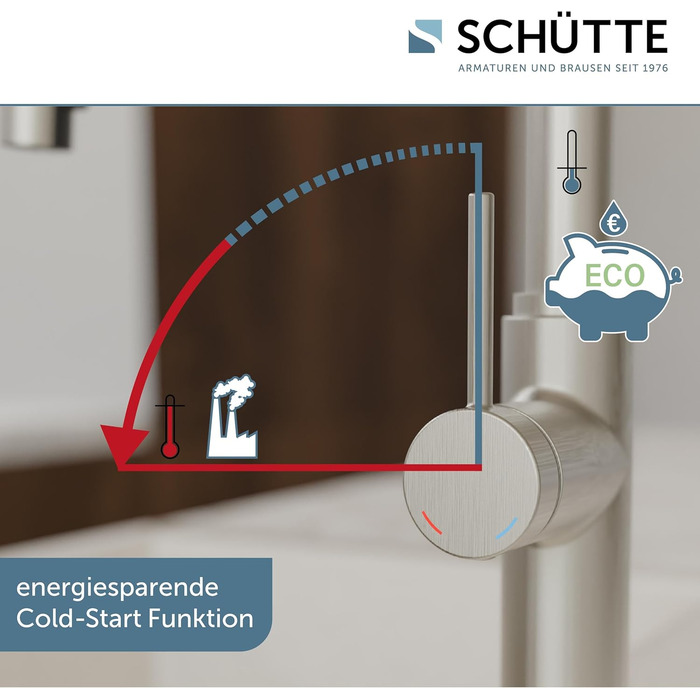Кухонний змішувач SCHÜTTE 79562 Blackpool з висувною лійкою, поворотний на 360°, з однорідним змішувачем, нержавіюча сталь