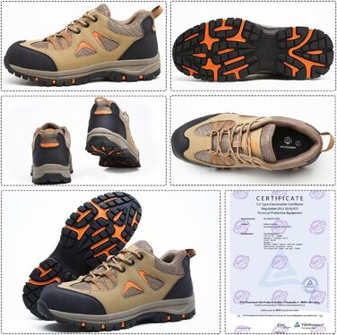 Черевики робочі чоловічі/жіночі, захисні, легкі, дихаючі, антиковзкі, зі сталевим підноском (Хакі, 37 EU)