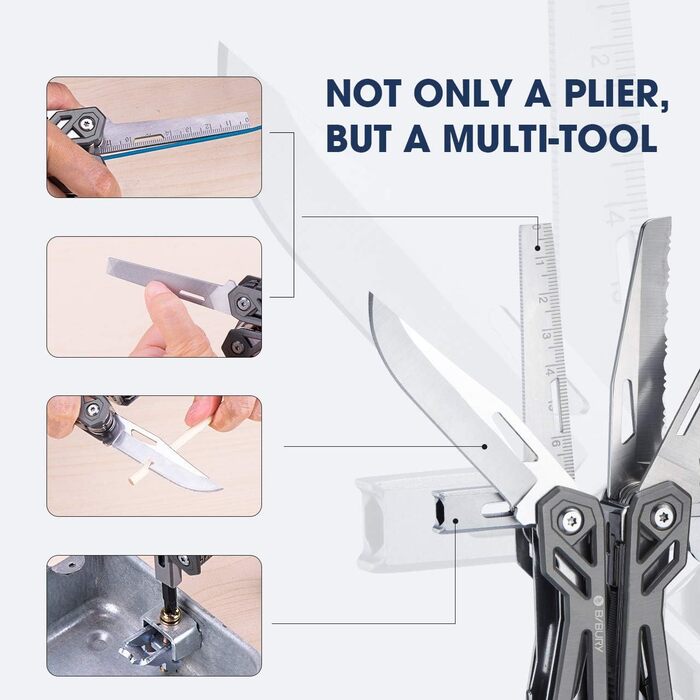 BIBURY Multitool - Titanium Multi-Tool Set for Men & Women | Camping, Hunting, Fishing & Hiking | Stainless Steel Pliers with Screwdriver