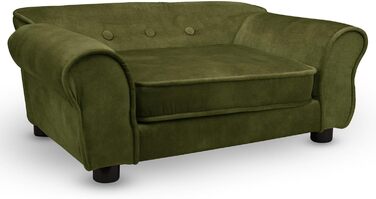 Диван для домашніх тварин MG Design темно-зелений: стабільний дерев'яний каркас, м'яке покриття, легкий у догляді. Підходить для собак та котів, готовий до використання. Темно-зелений – W12 (Оливковий – W11)