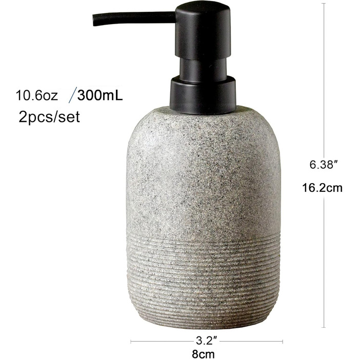 Набір дозаторів для мила та лосьйону, сірий колір. Підходить для ванної кімнати та кухні. Елегантний дизайн.