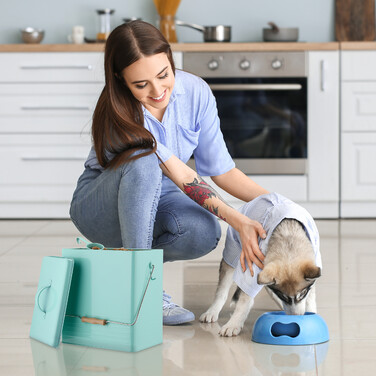 Relaxdays Turquoise Feed Box - Set of 2