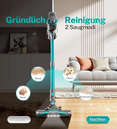 Акумуляторний пилосос 25000Pa, 175W, 50хв, бездротовий, з антизаплутувальною насадкою, самостійно стоячий, легкий, для килимів, твердих підлог, шерсті тварин (Цянь)