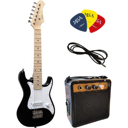 Електрогітара Kinder E Gitarre Junior - комплект з підсилювачем 5W, 3 пліка, кабель, чорний