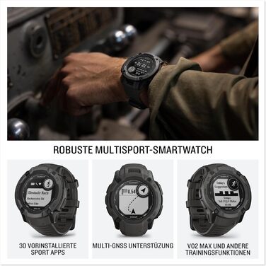 Розумний годинник Garmin Instinct 2 Solar Tactical (50 мм, Чорний) – GPS, 40+ спортивних функцій, аналіз сну