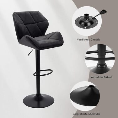 WangPangzi Adjustable Bar Stools 2-Pack with Backrest - Padded Leatherette & Steel Kitchen Bar Chairs with Footrest - for Counter Height, Kitchen, Hotel, Bar Use (Black)