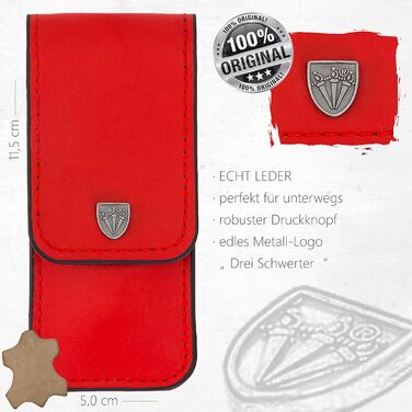 Набір для манікюру та педикюру 'Modena' від DREI SCHWERTER | 4-х частинний набір у шкіряному футлярі, виготовлений у Німеччині. Колір: Червоний. Вміст: ножиці для нігтів, пінцет, алмазна пилка для нігтів та лопатка для видалення кутикули