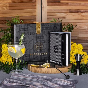 Набір для коктейлів BarDeluxe® Boston Shaker 5 предметів, професійний набір бармена з шейкером 750мл, нержавіюча сталь, сумка та книга рецептів (Чорний)