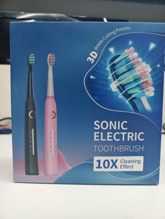 Електрична зубна щітка Demita зі звуковою технологією, 8 насадок, 40000 VPM, 5 режимів, швидка зарядка (30 днів роботи), чорний та рожевий кольори, у комплекті з кейсом S1