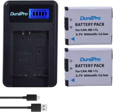 Два акумулятори DuraPro NB-11L + LCD-USB-зарядний пристрій для Canon PowerShot та ELPH/IXUS