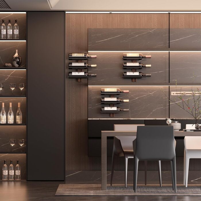 Настінна полиця для вина B4Life на 3 пляшки - чорний колір, 42.5 x 25.2 x 19.1 см