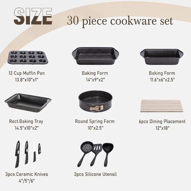 Kitchen Academy Cookware Set - 17 Piece Induction Set with Glass Lids, PFAS-Free Ceramic Non-Stick Coating, Grey