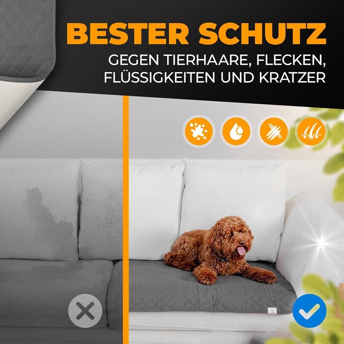 Водонепроникний плед для собак SympaTierisch - захисний килимок для дивана та ліжка - нековзкий, підходить для великих собак, можна прати в пральній машині, 100 x 80 см, сірий