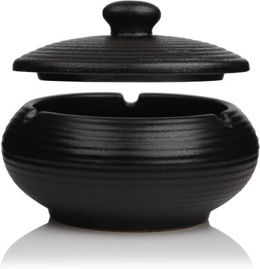 Керамічна попільничка для сигарет чорного кольору з кришкою, для вулиці, ретро-дизайн, захист від вітру, для дому, офісу, балкону, дивану