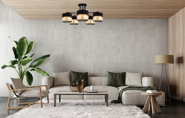 Підвісна лампа Elko-Lighting, чорно-золота, металева, 5xE27