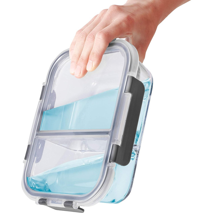 Набір контейнерів для їжі Igluu Meal Prep (3 шт.) – 980 мл, з боросилікатного скла, з 3 відділеннями, BPA-free, для мікрохвильовки, духовки, морозильника, посудомийної машини, витікання неможливе