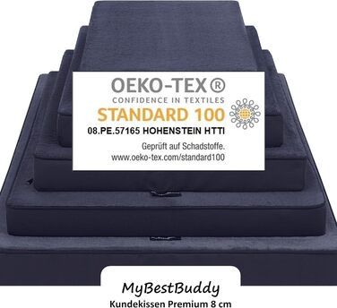 Ортопедична подушка для собак Преміум, сіра, 70x50 см, з повним шаром піни 8 см, зйомний чохол, 40°C, для алергіків