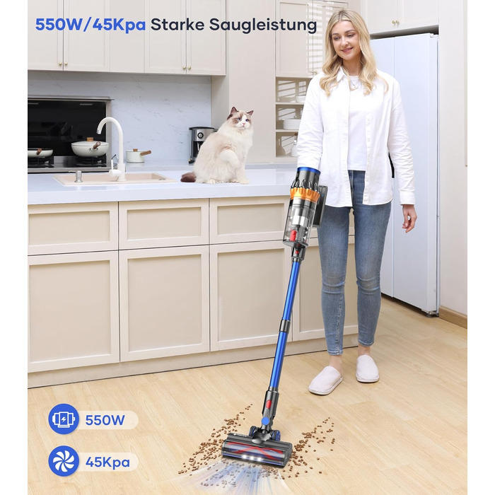 MIBODE Cordless Vacuum Cleaner, 45000Pa/550W/70Mins Vacuum Cleaner with Smart Display, Vacuum Cleaner with Automatic Mode & Anti-Tangle Brush for Carpets, Hard Floors, and Pet Hair