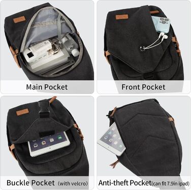 Чоловіча нагрудна сумка Brusttasche з канвасу, водонепроникна, антикрадіжна, для подорожей, туризму та спорту, чорного кольору