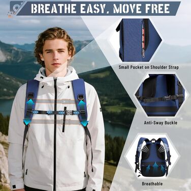 Рюкзак для фотокамери RAINSMORE: водонепроникний, з захистом від дощу, для DSLR/SLR, з відділенням для ноутбука, професійний, блакитний