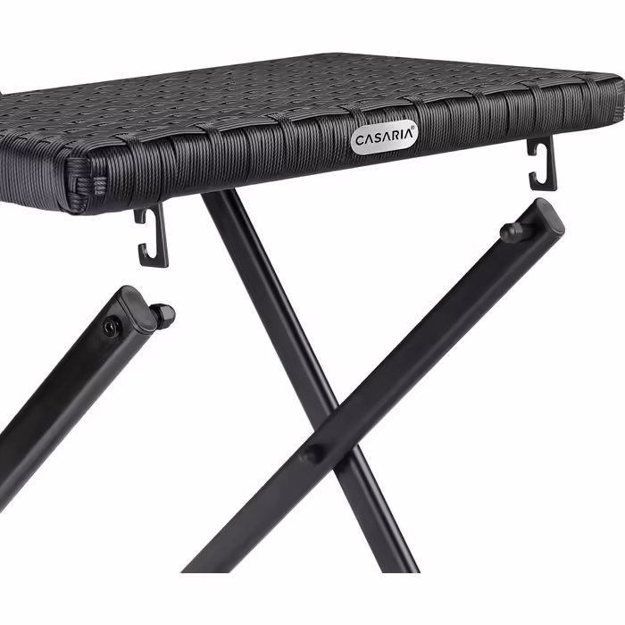 Casaria® Polyrattan Folding Stool, 75kg Load Capacity, 44x40x44cm, Foldable, Lightweight, Portable, Outdoor, Weatherproof, Garden, Terrace, Balcony, Camping Stool Chair Table 1