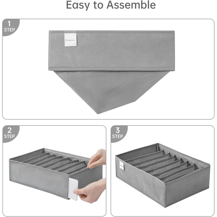Coorganisers 4-Pack T-Shirt Drawer Organizers for Clothes, 8 Compartments, Storage Box, Closet, Clothing, Organizer, Leggings, Silk Scarves
