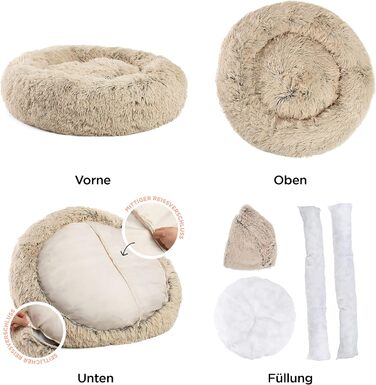 Круглий лежак для котів та собак Best Friends by Sheri - заспокійливий, 58x58 см, S (Taupe)
