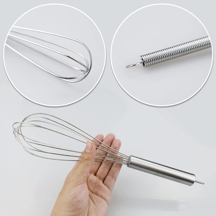 Набір з 4 штук міксерів для кухні LAMXD - нержавіюча сталь, професійні ручні вінчики, для вимішування тіста, яєць, збивання - 21/26/29 см, сріблястий