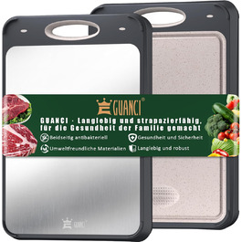 Ніжкова дошка для кухні GUANCI двостороння з нержавіючої сталі 304, розмір 35x24 см, легка у догляді