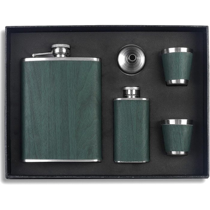 Набір фляга 260 мл з нержавіючої сталі, фляга для віскі, міні-фляга, подарунок (зелена)