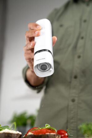 Електричні млини для солі та перцю ZWILLING ENFINIGY з керамічним механізмом, LED підсвічуванням, USB зарядкою, 2 шт, чорний і білий