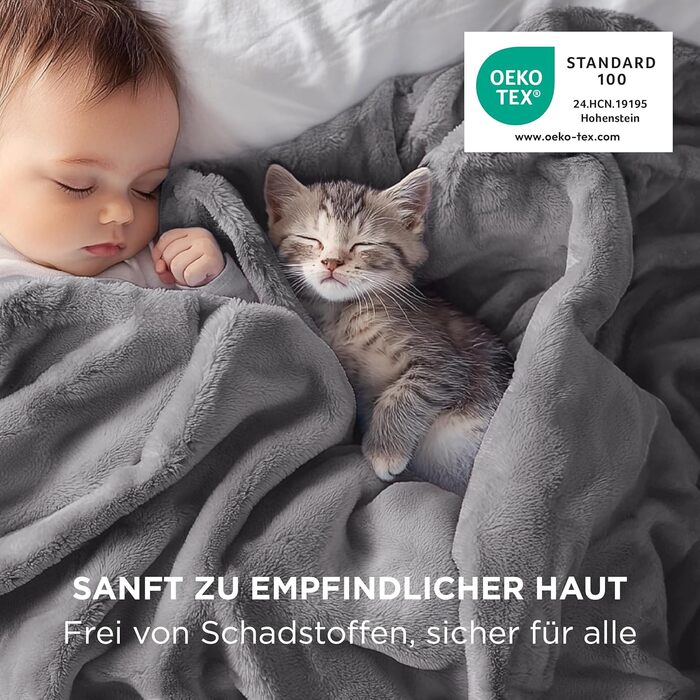 BEDSURE Флаєцева ковдра - тепла зимова ковдра, велика, 220x240 см, сіра. Ковдра для дивана, плед, тепла та м'яка ковдра для дому.