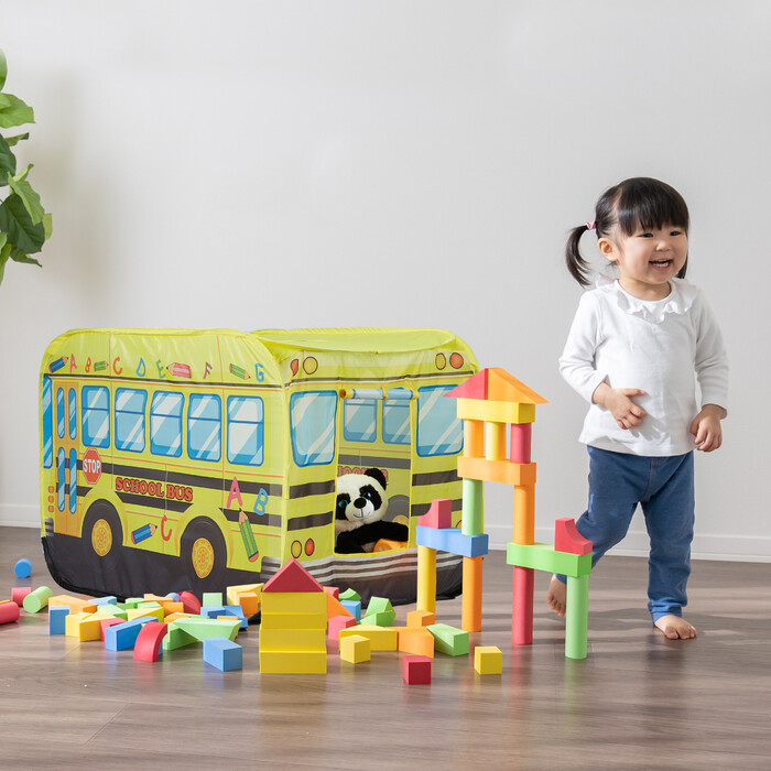 Relaxdays Pop-Up School Bus Play Tent