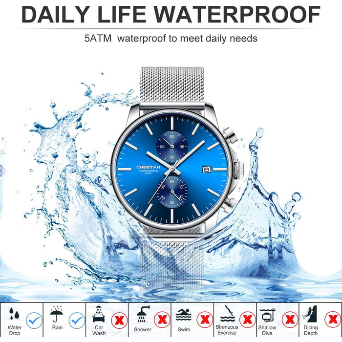 Чоловічий годинник, кварцовий, спортивний, з хронографом, чорний міський ремінець, нержавіюча сталь, водонепроникний, автоматична дата, синій акцент