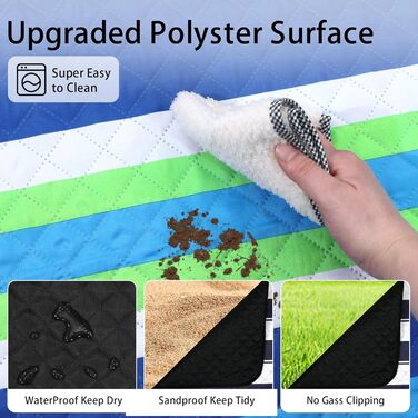 Великий плед для пікніка HX&OD, 203x152 см, водонепроникний, 3-шаровий, для кемпінгу, подорожей, парку, синій