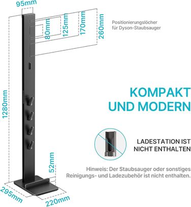 Підставка для пилососів Dyson з 4 гачками та 4 полицями, сумісна з серіями Gen5, V15, V12, V11, V10, V8, V7 та V6, без свердління, для зберігання пилососа та аксесуарів