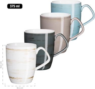 Набір кавових чашок MÄSER Derby Premium для 4 осіб, 12 шт. (з підставками), гастрономічна якість, сучасний дизайн, пастельні кольори