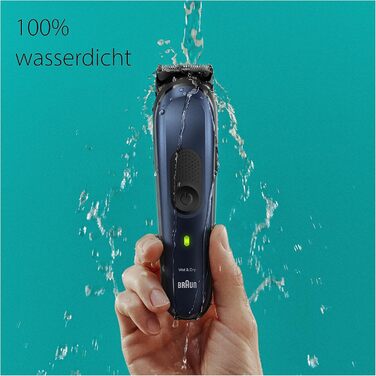 Braun Series 7 All-in-One AIO7545 – Триммер для бороди, волосся та тіла 10 в 1, сірий, акумулятор 120 хв, 14 насадок (0.1-21 мм), водонепроникний