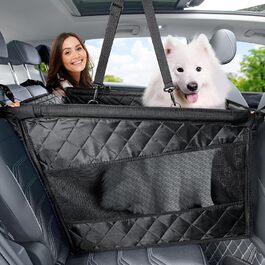 Pecute Dog Car Seat - XL Upgrade - Reinforced & Secure for Medium & Large Dogs - 70x61x55cm with 4 Straps