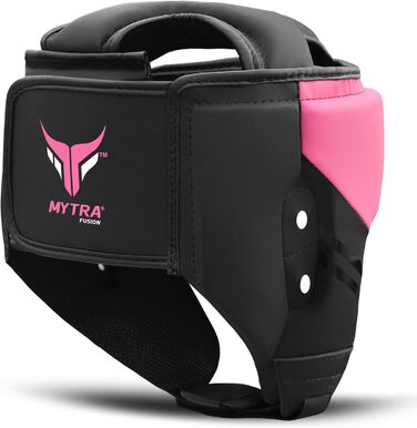 Mytra Fusion Headgear Boxing Headguard with Adjustable Strap - MMA, Muay Thai, Sparring, Karate - Black/Pink