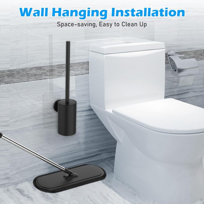 Набір для чищення унітазу з нержавіючої сталі 304, комплект з 2 насадками (круглі, чорні)