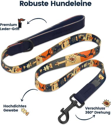 Набір повідка та нашийника для собак, регульований, чорний, S (28–43 см, 1.5 м)