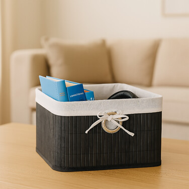 Relaxdays Bamboo Storage Basket Set