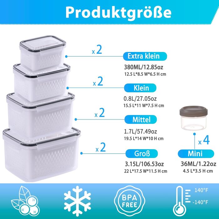 50 великих контейнерів для зберігання їжі з кришкою, герметичні | Без BPA | Стекніть | Для приготування їжі | Морозильник та мікрохвильова піч | 25 контейнерів + 25 кришок | Безпечні від протікання (24 контейнера для зберігання їжі)