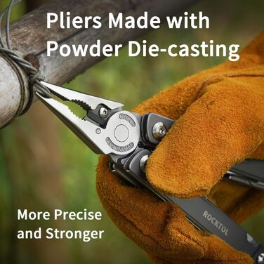 ROCKTOL 27-in-1 Multitool Pliers - EDC Pocket Knife with VG10 Blade & Titanium Handle - Hunting, Camping & Backpacking Tool
